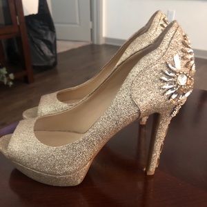 Gianni Bini gold glitter high heels - 8